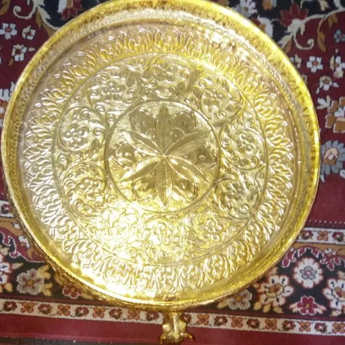 15 inches Big Size Gold plated Snan Patra with Gomukh Outlet for Abishekam of idols  ( 15 inches )-POSH001SPF