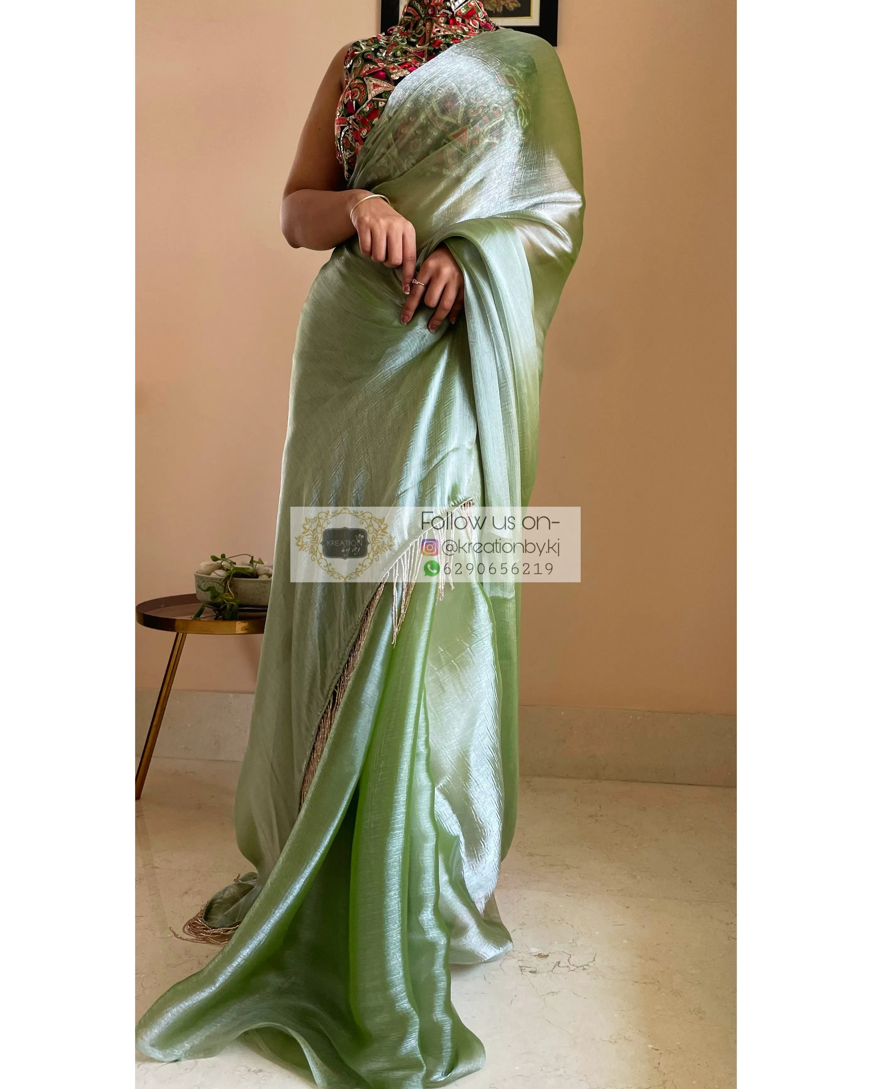 Absinthe Glass Organza Saree