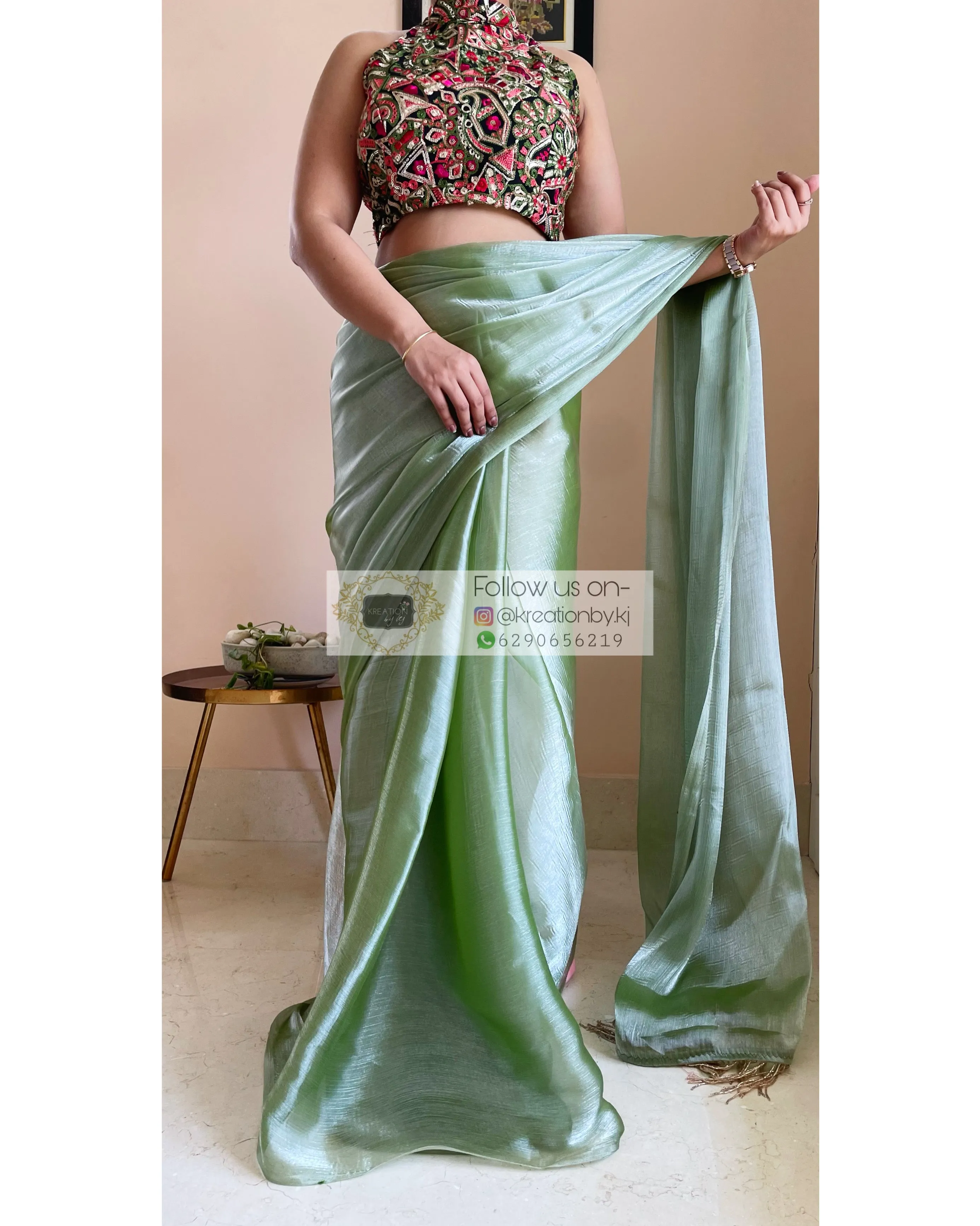 Absinthe Glass Organza Saree