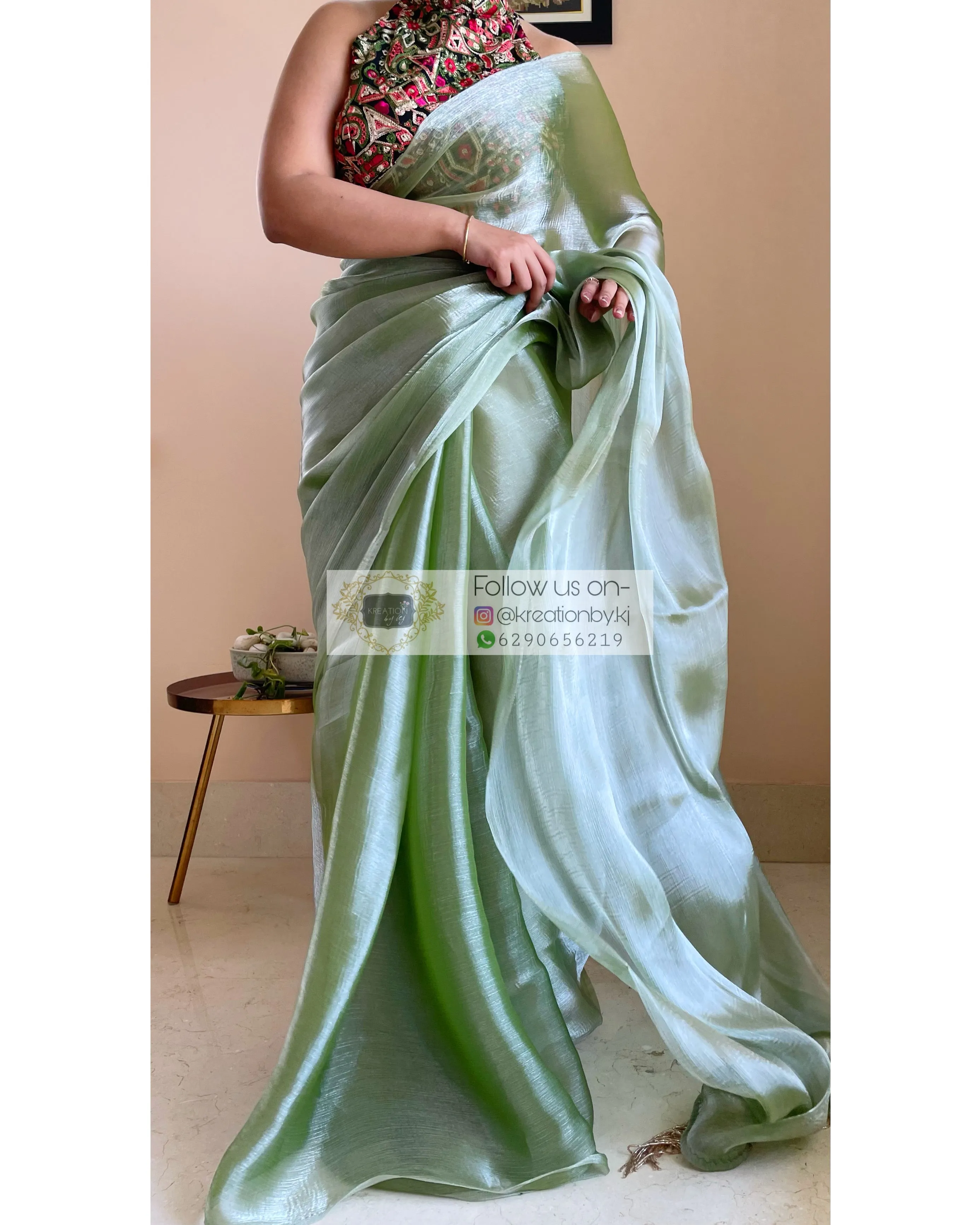 Absinthe Glass Organza Saree