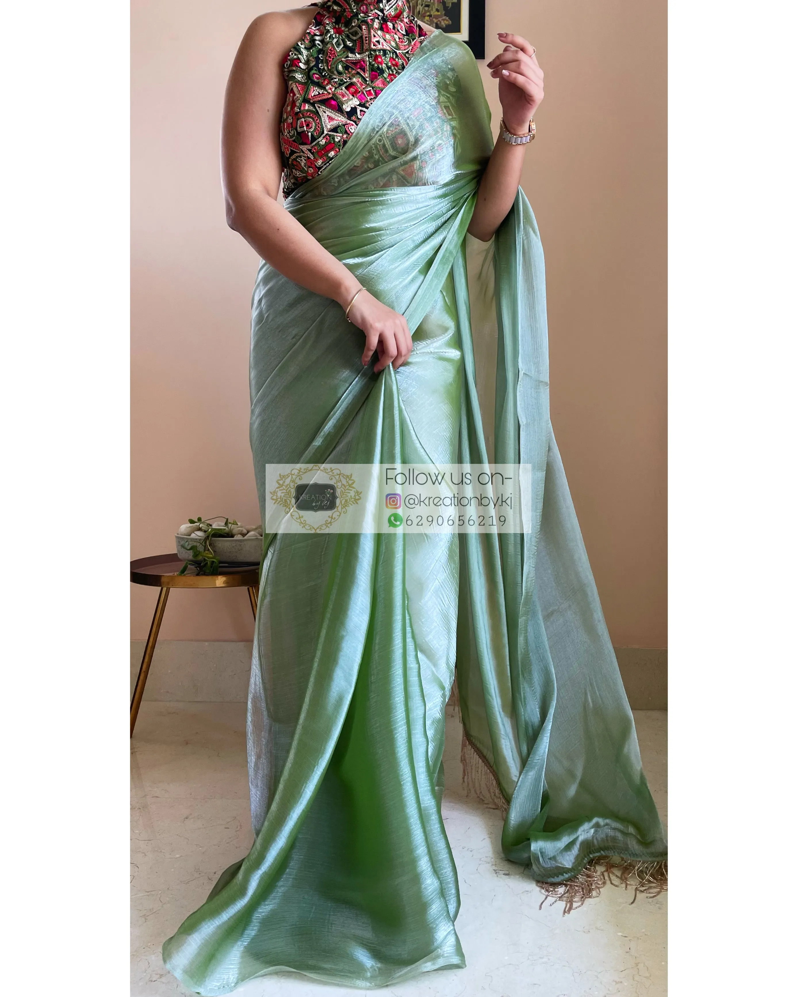 Absinthe Glass Organza Saree