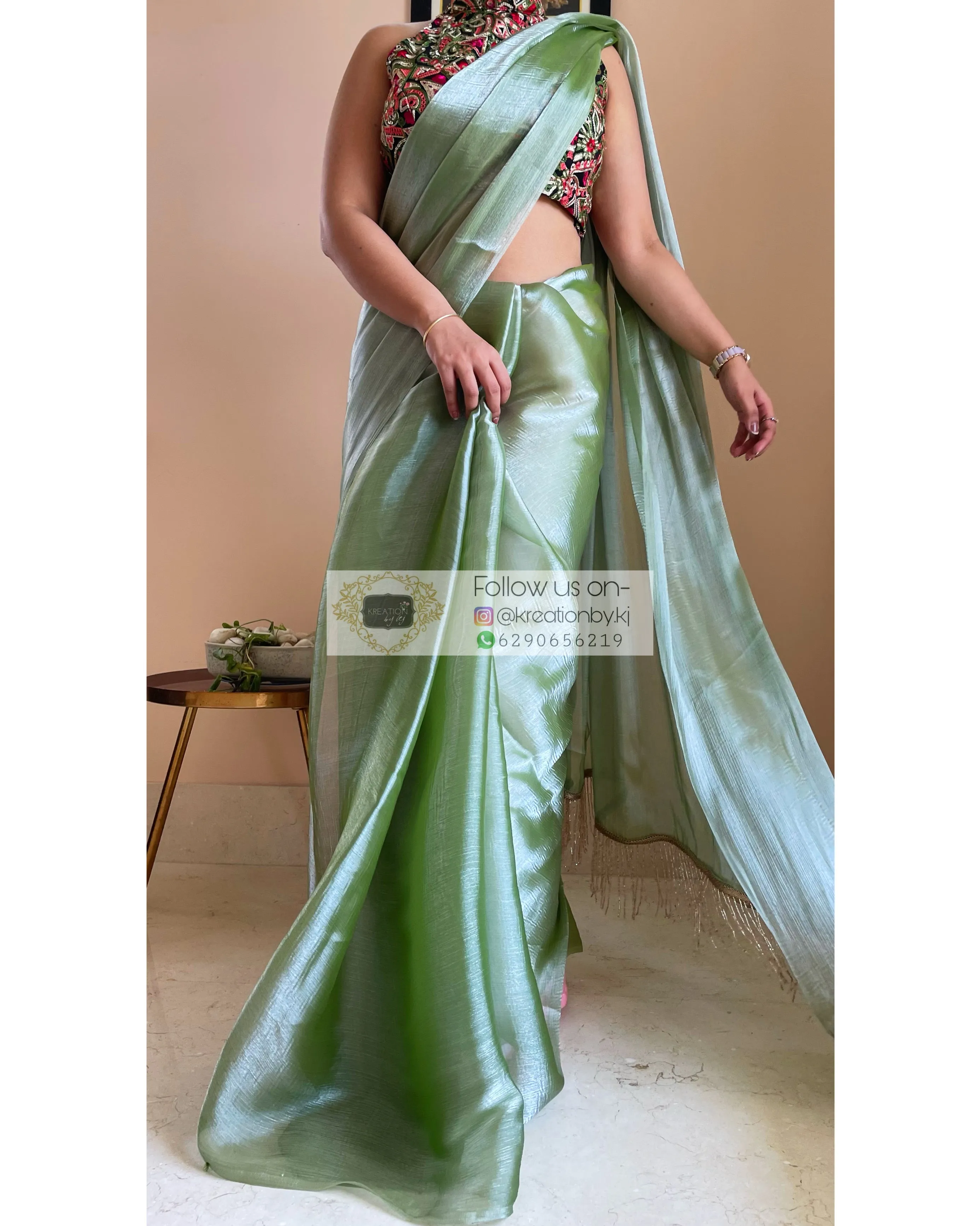 Absinthe Glass Organza Saree