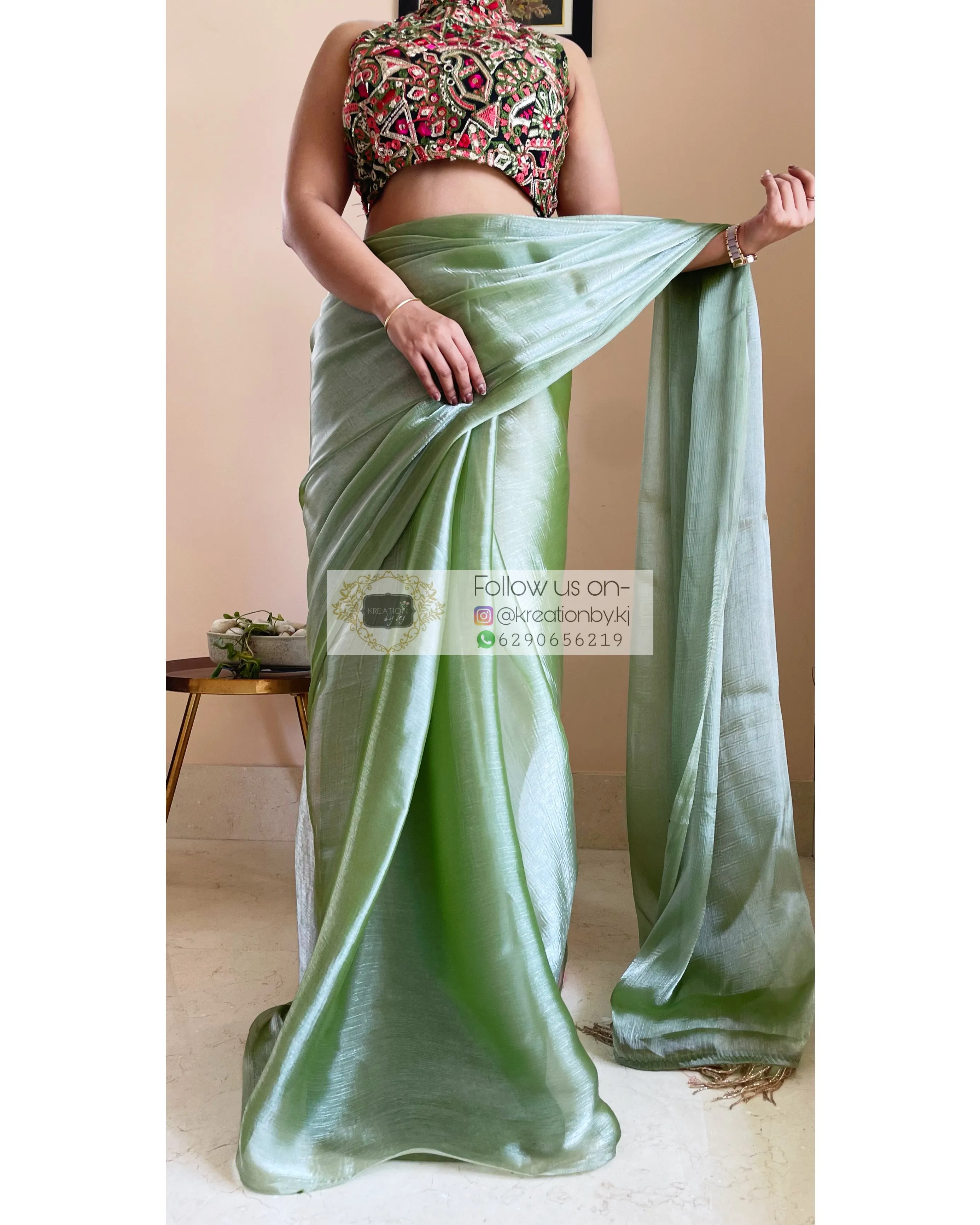 Absinthe Glass Organza Saree