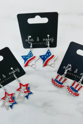 American Flag Drop Earring