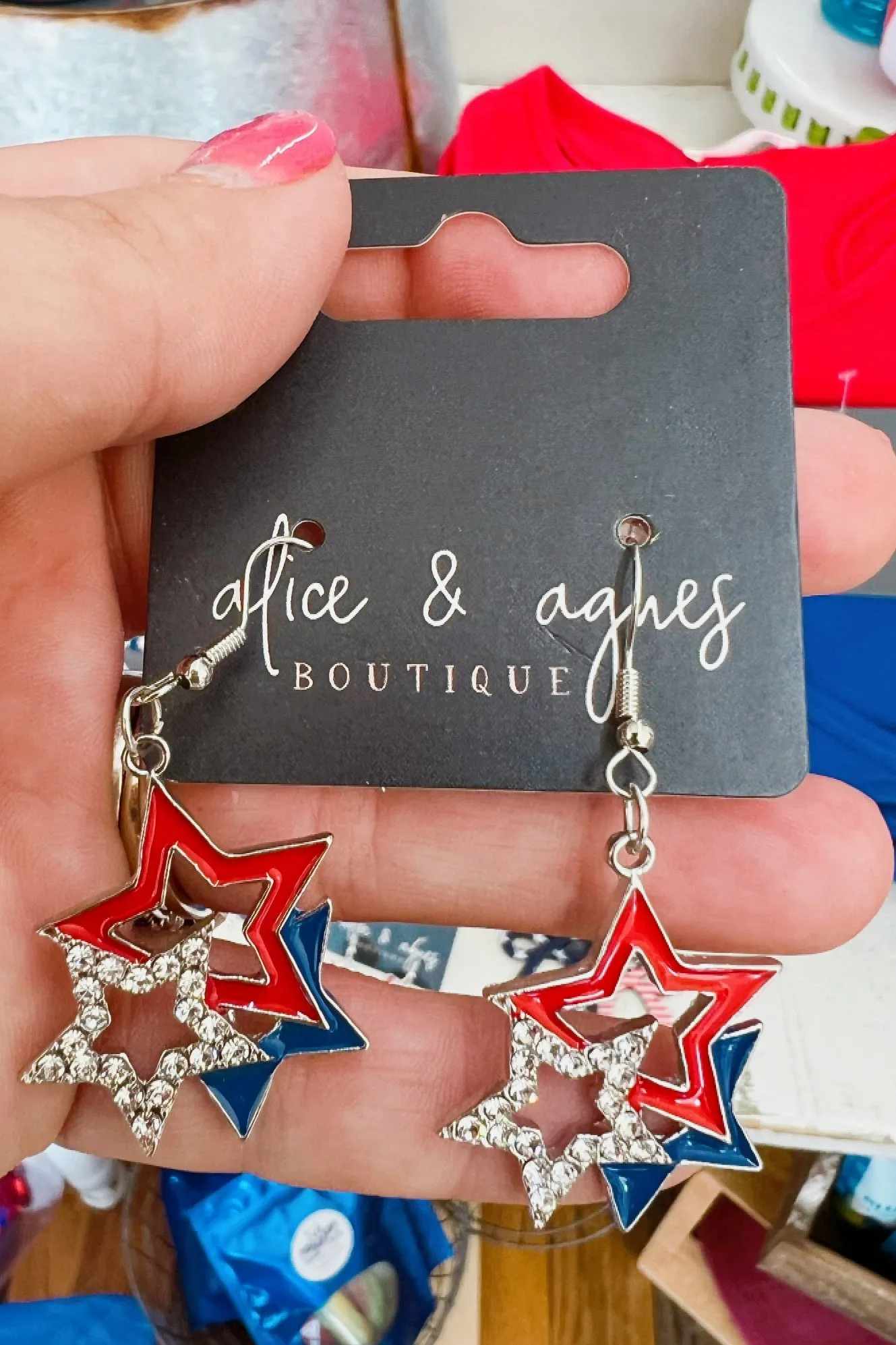 American Flag Drop Earring