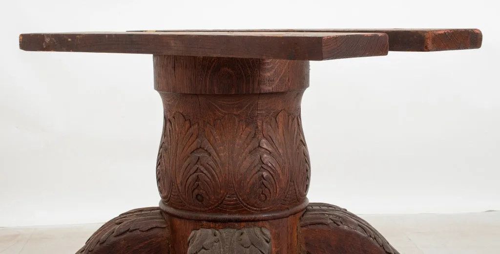 American Renaissance Revival Oak Table Base