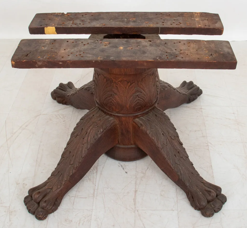 American Renaissance Revival Oak Table Base