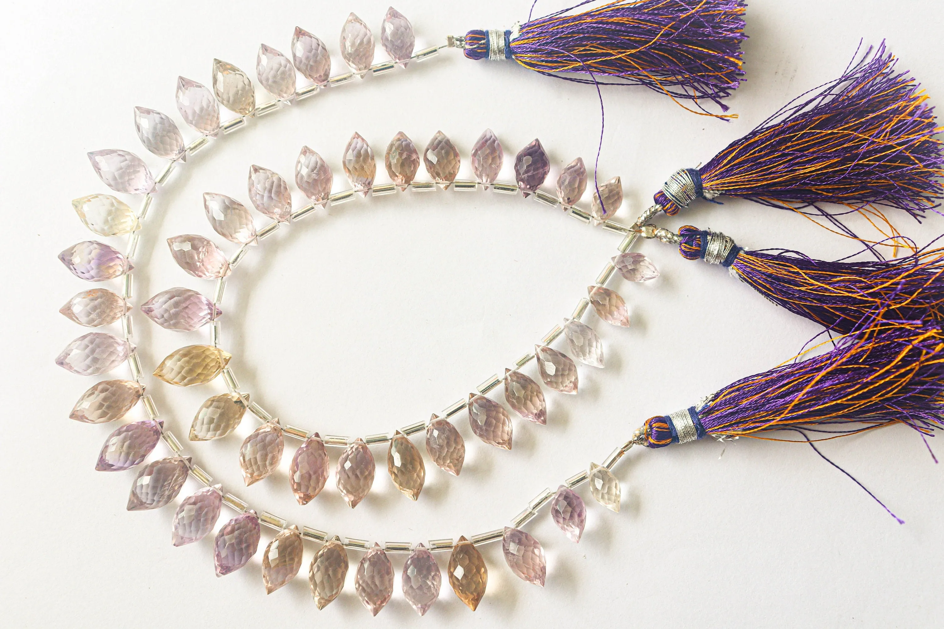 Ametrine Faceted Olive shape Drops