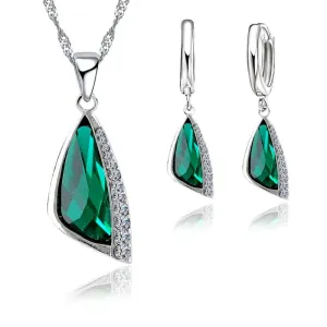 Austrian Crystal Rhinestone Jewelry Set - 925 Sterling Silver