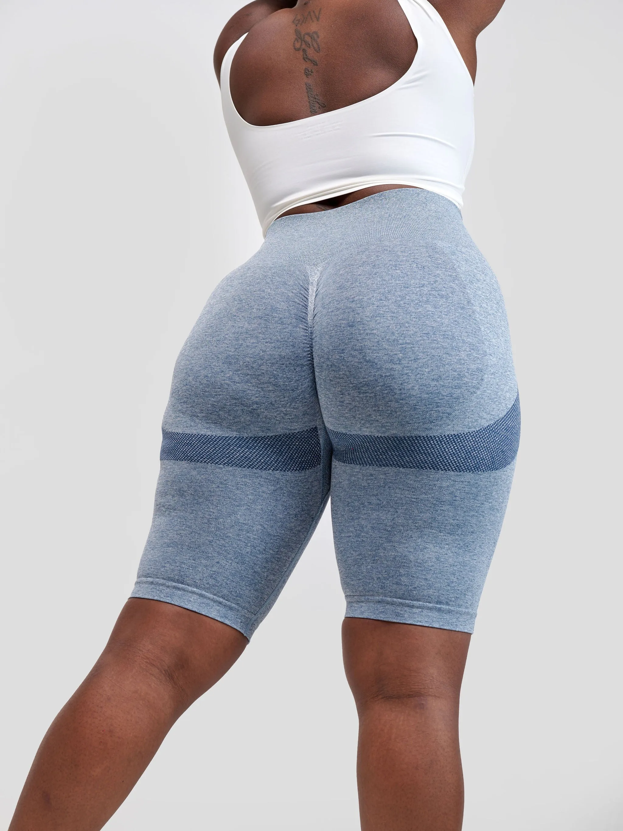 Ava Fitness Capri Workout Shorts - Blue