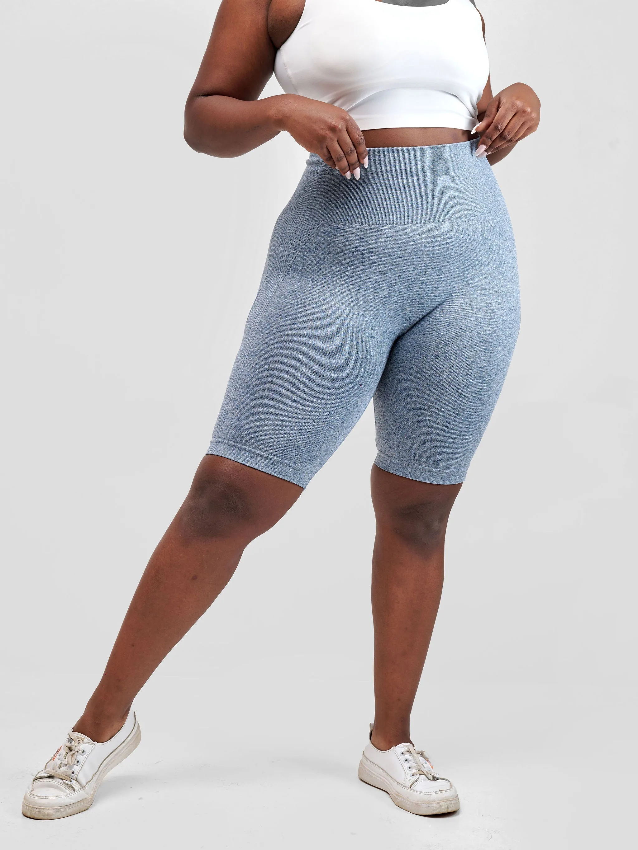 Ava Fitness Capri Workout Shorts - Blue