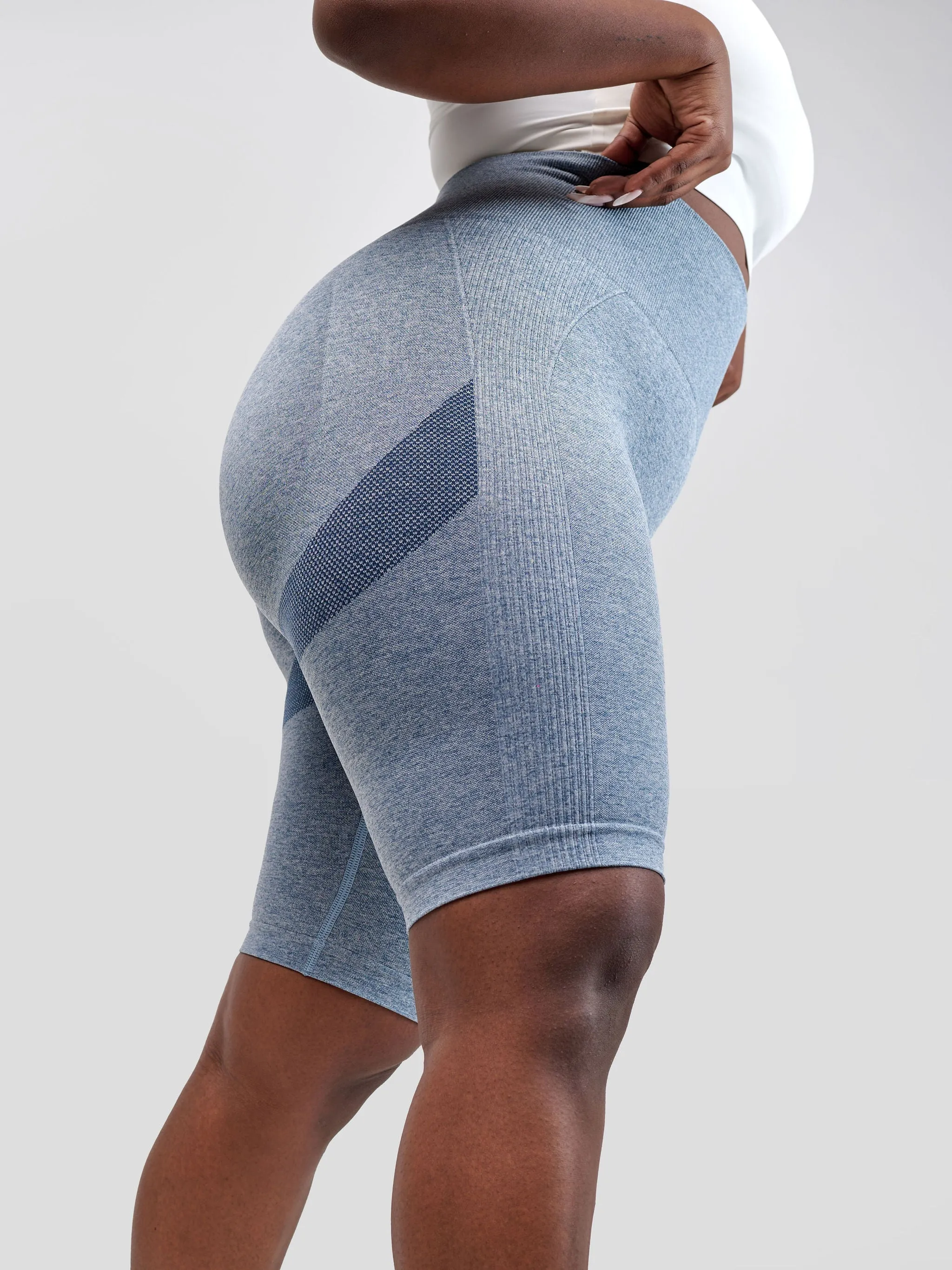 Ava Fitness Capri Workout Shorts - Blue