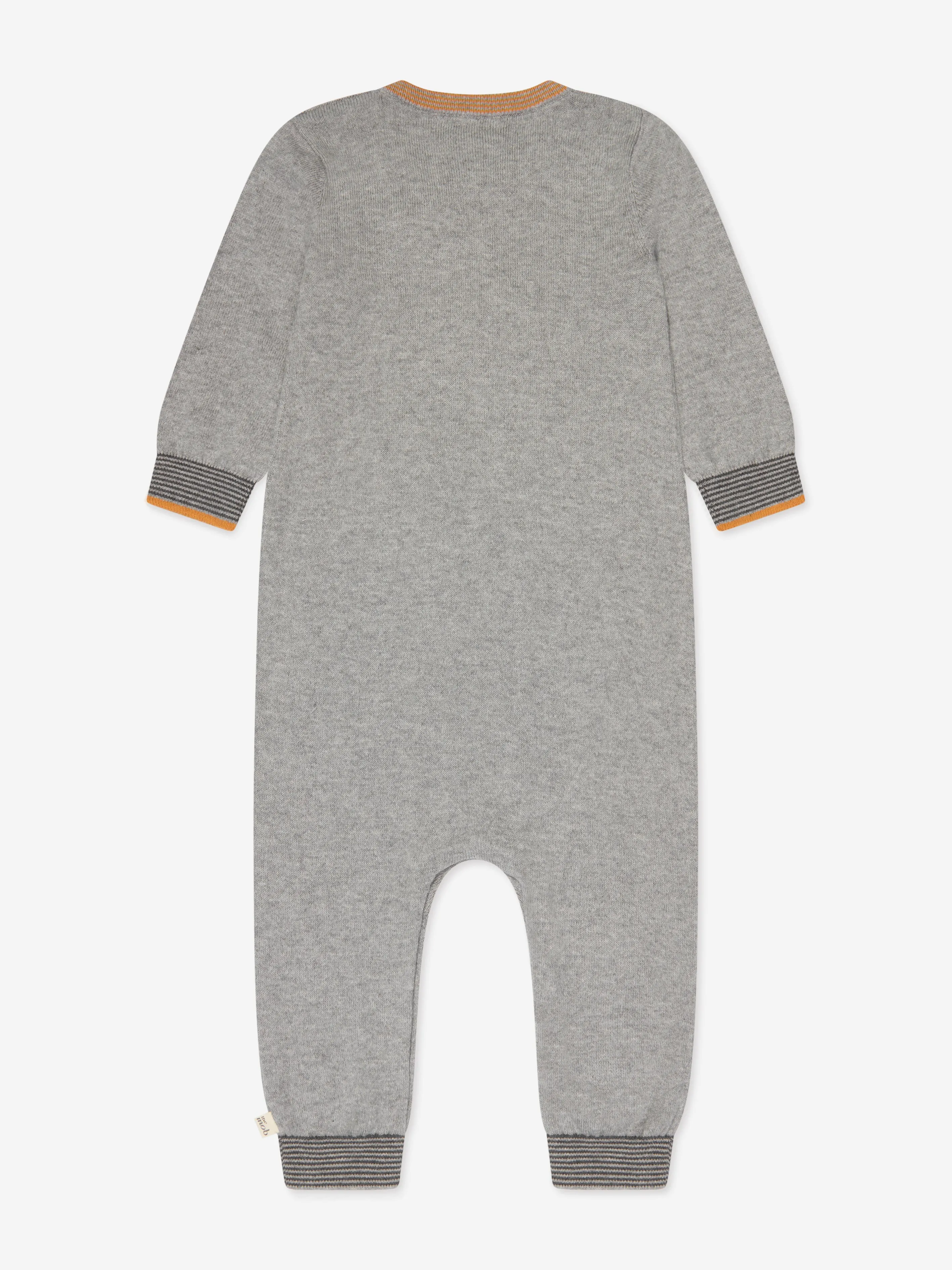 Baby Bear Cashmere Knit Romper in Grey