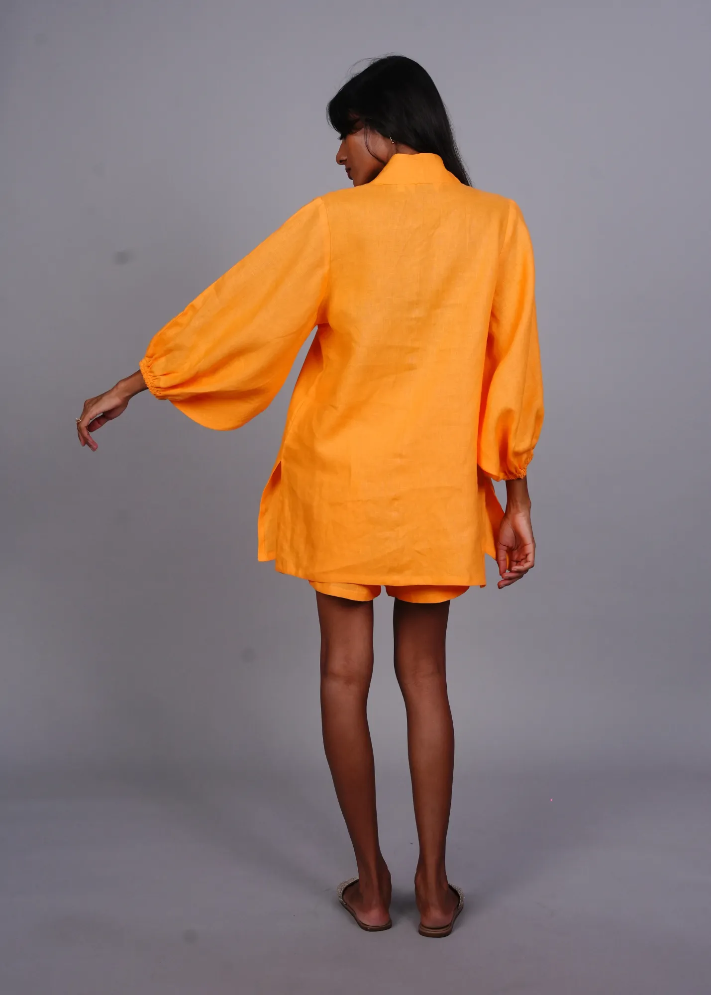 Balloon Sleeve Top - Mango Linen