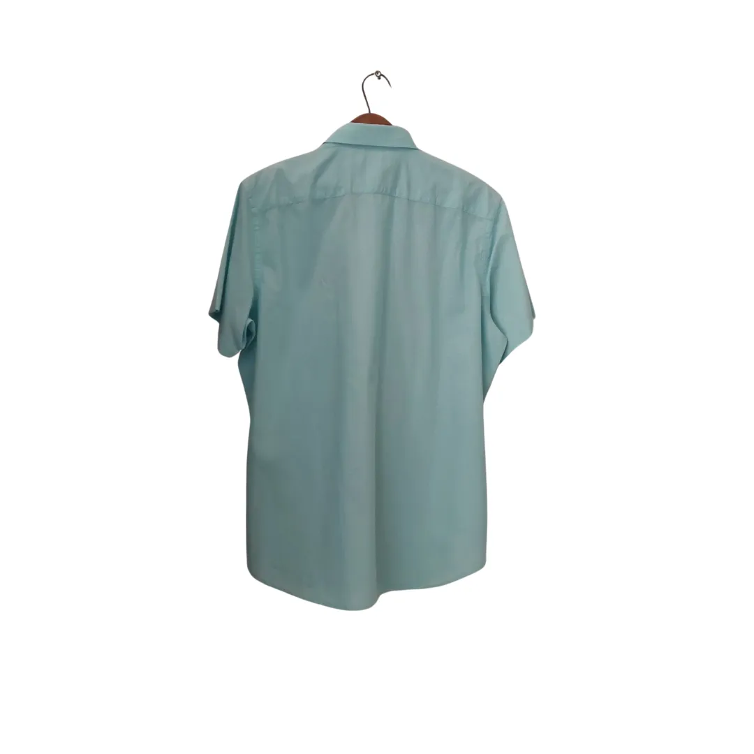 Banana Republic Men's Aqua Short-sleeves Collared Shirt | Gently Used |