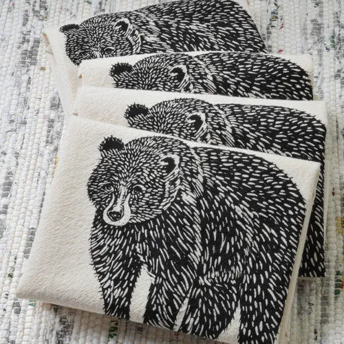 Bear Cotton Tea Towel & Napkins