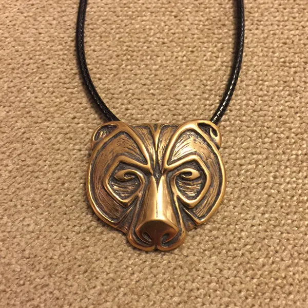 Bear Head Pendant - Bronze