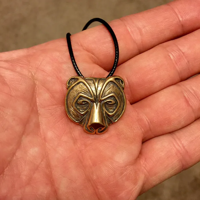 Bear Head Pendant - Bronze