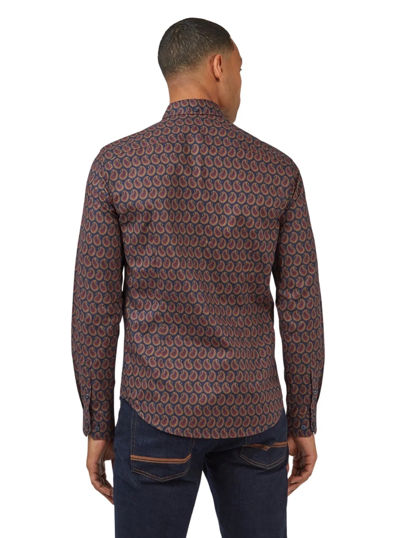 Ben Sherman Mens Paisley Print Shirt Long Sleeve