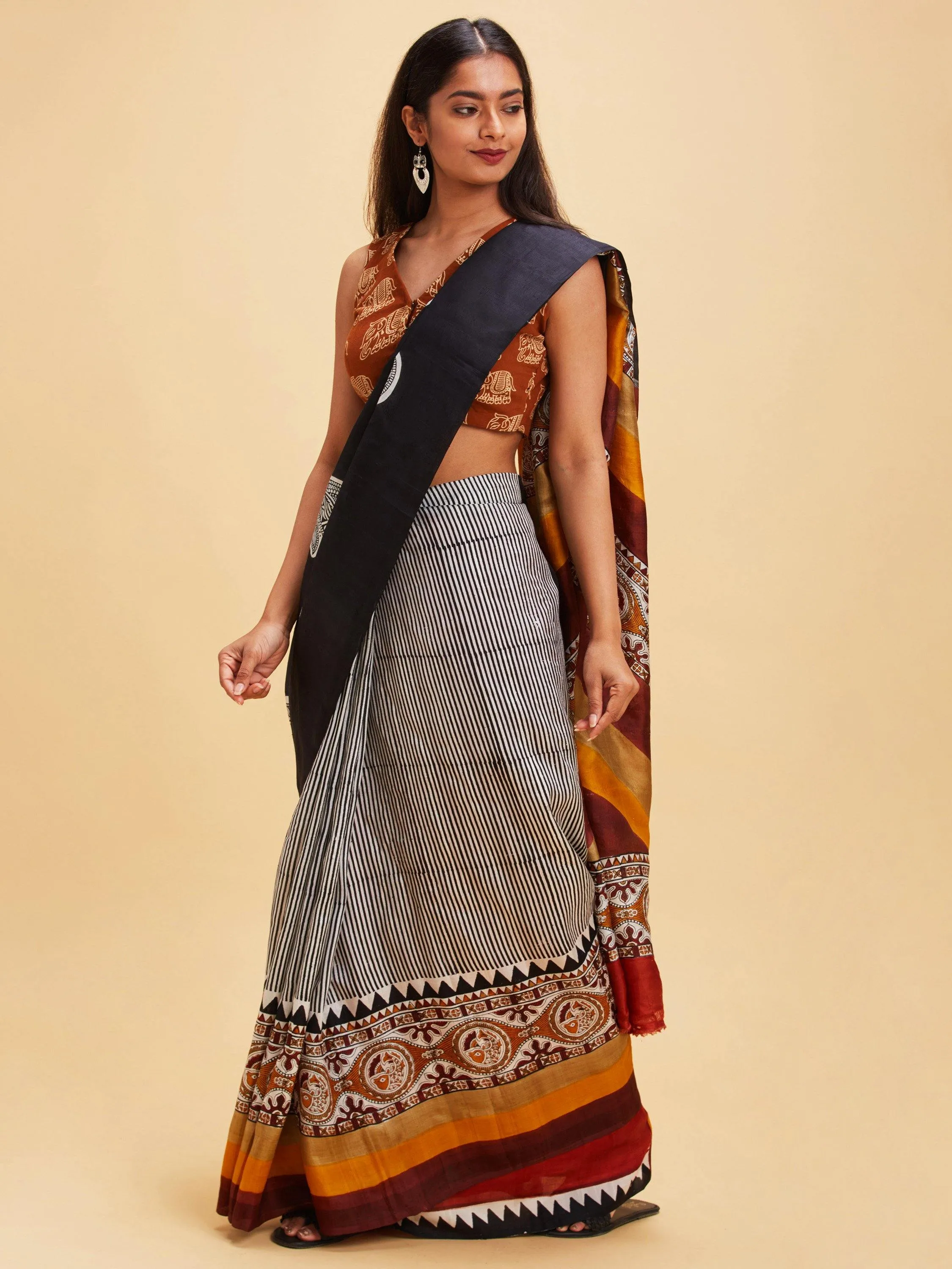 Black Mango Motif Pure Silk Saree