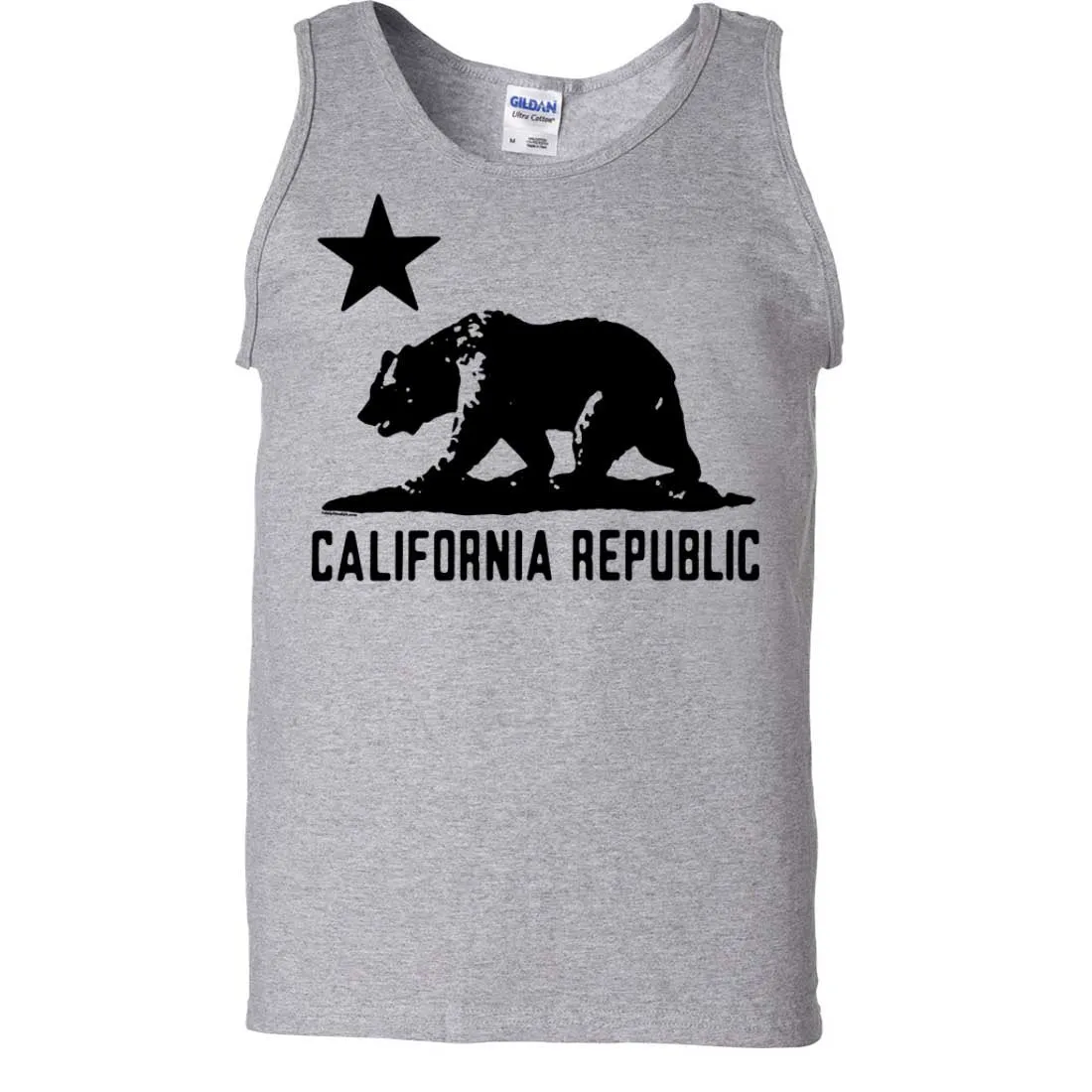 California Flag Oversize Black Silhouette Asst Colors Tank Top