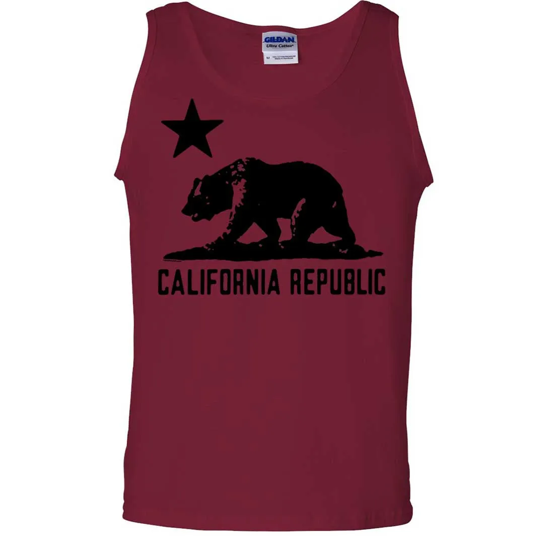 California Flag Oversize Black Silhouette Asst Colors Tank Top