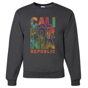 California Pastel Stitched Style Crewneck Sweatshirt