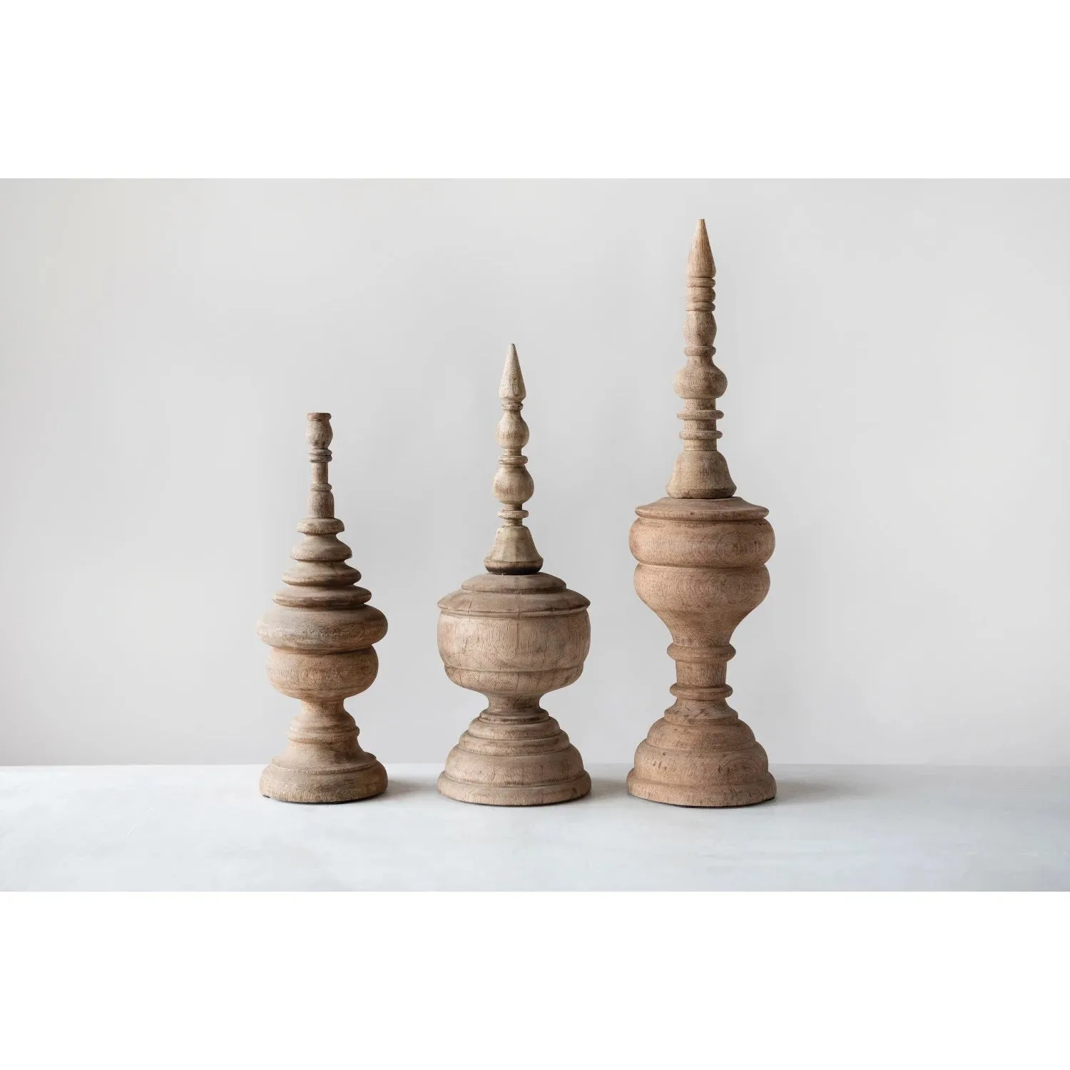 CARVED MANGO WOOD FINIALS (SMALL)