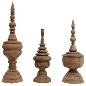 CARVED MANGO WOOD FINIALS (SMALL)