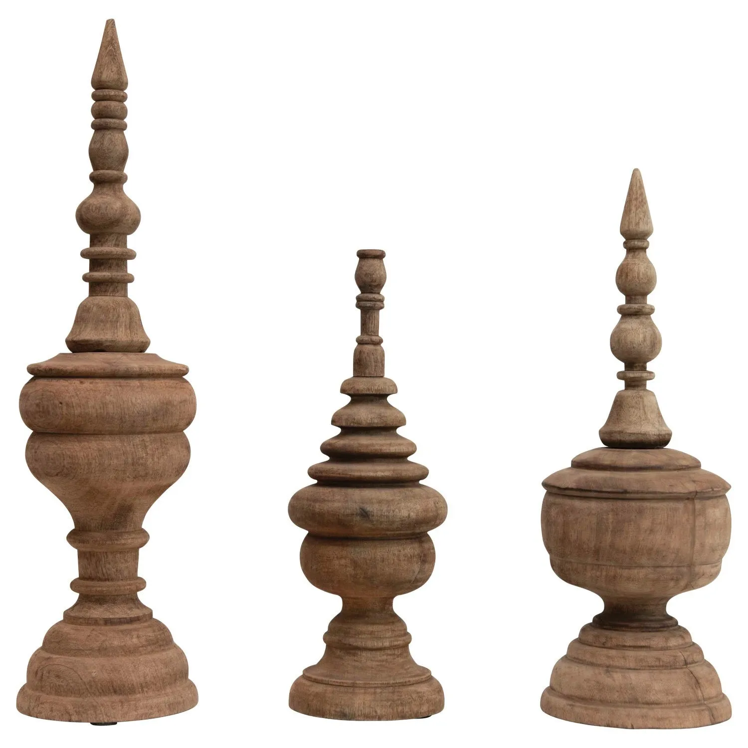 CARVED MANGO WOOD FINIALS (SMALL)