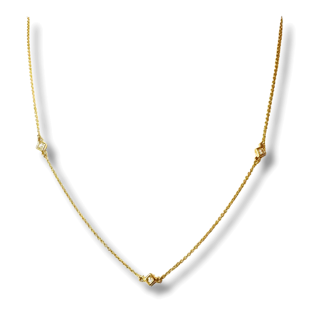 Classic everyday 3 station diamond layering necklace