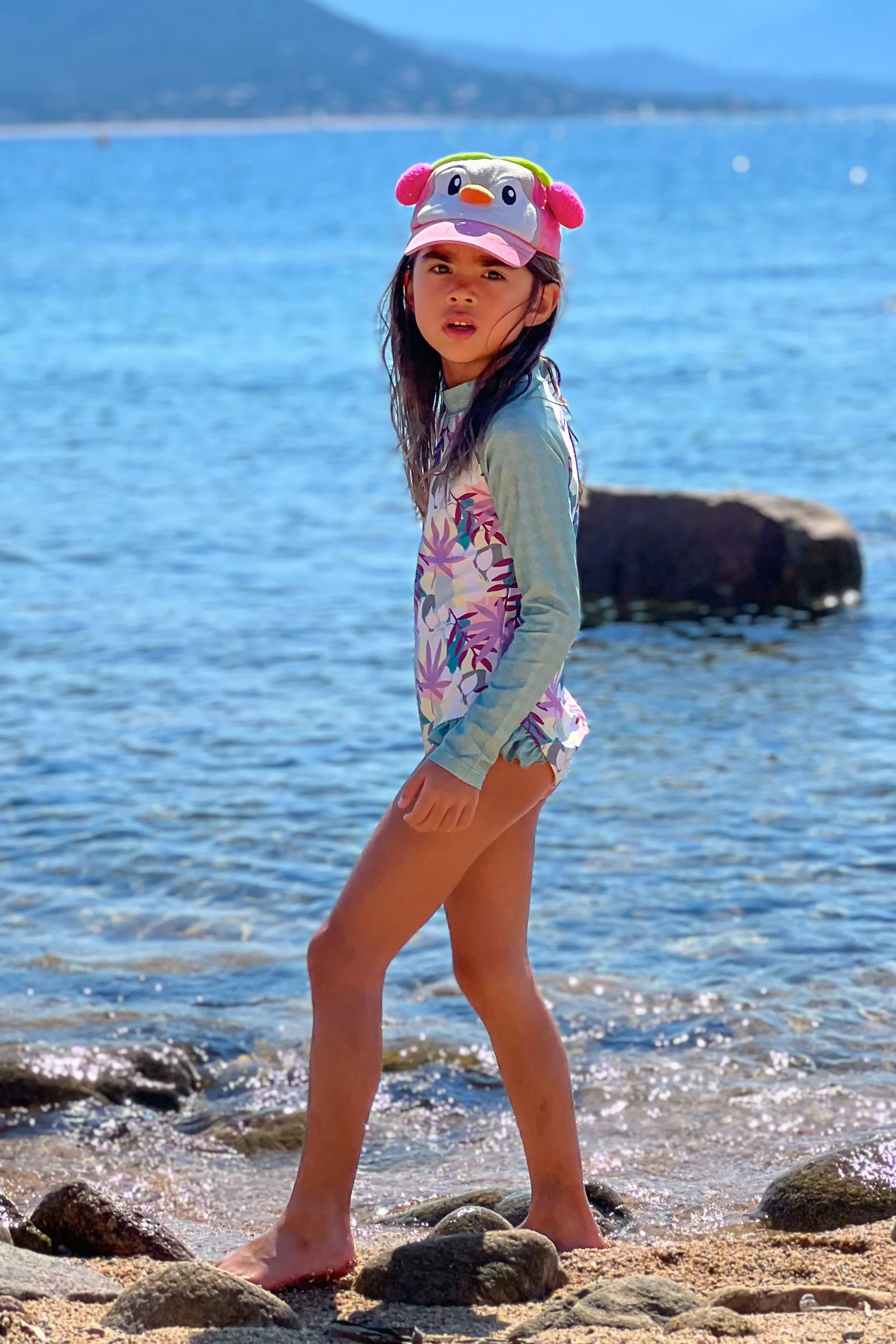 Coral Girls' Long Sleeve Swimsuit