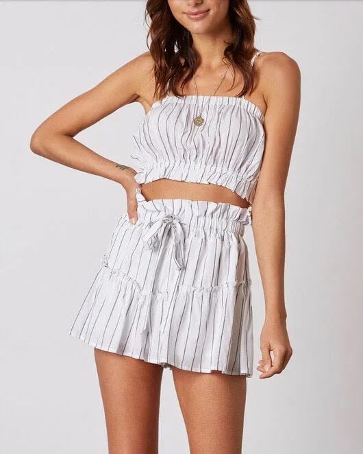 Cotton Candy LA - Martine Stripe Crop Top in White