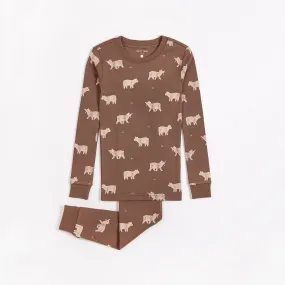 Cub Print on Chocolate Infant PJ Set