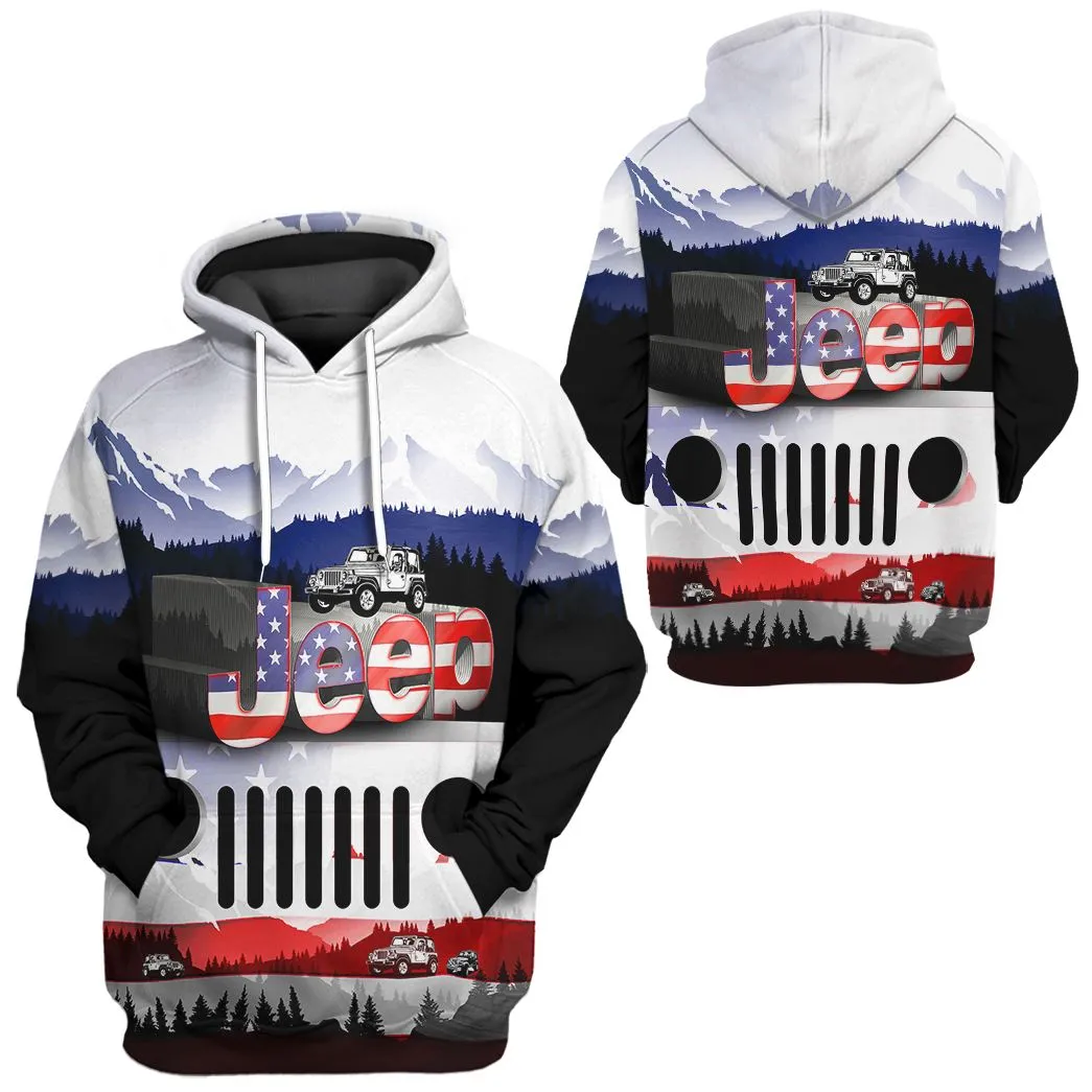 Gearhuman 3D Jeep American Flag Tshirt Hoodie Apparel