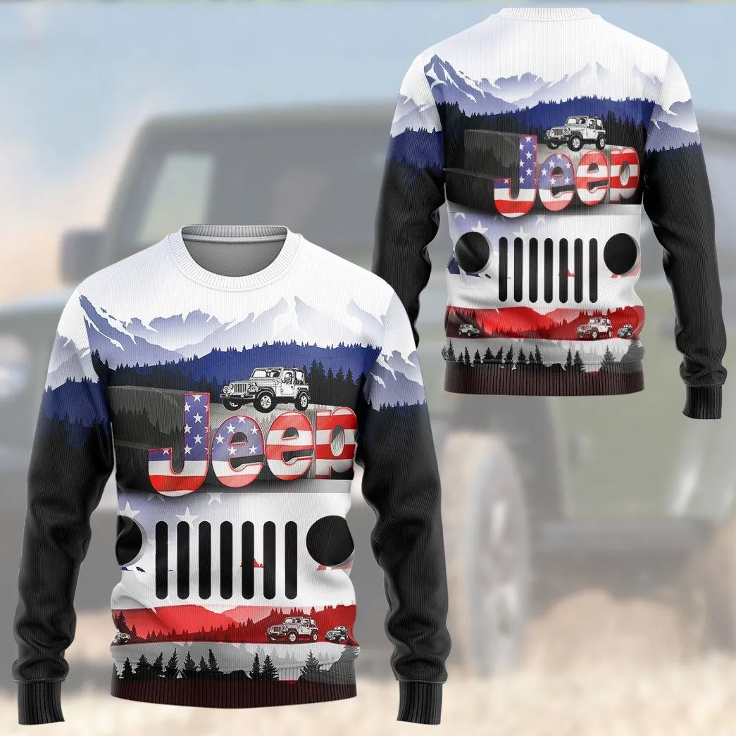 Gearhuman 3D Jeep American Flag Tshirt Hoodie Apparel