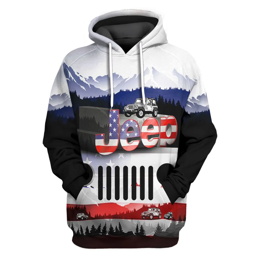 Gearhuman 3D Jeep American Flag Tshirt Hoodie Apparel