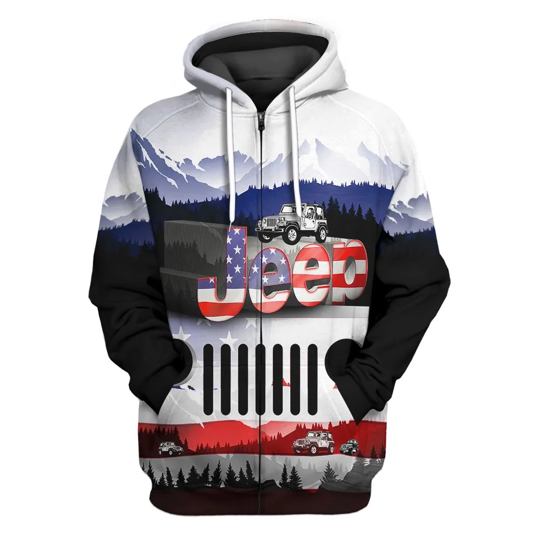 Gearhuman 3D Jeep American Flag Tshirt Hoodie Apparel