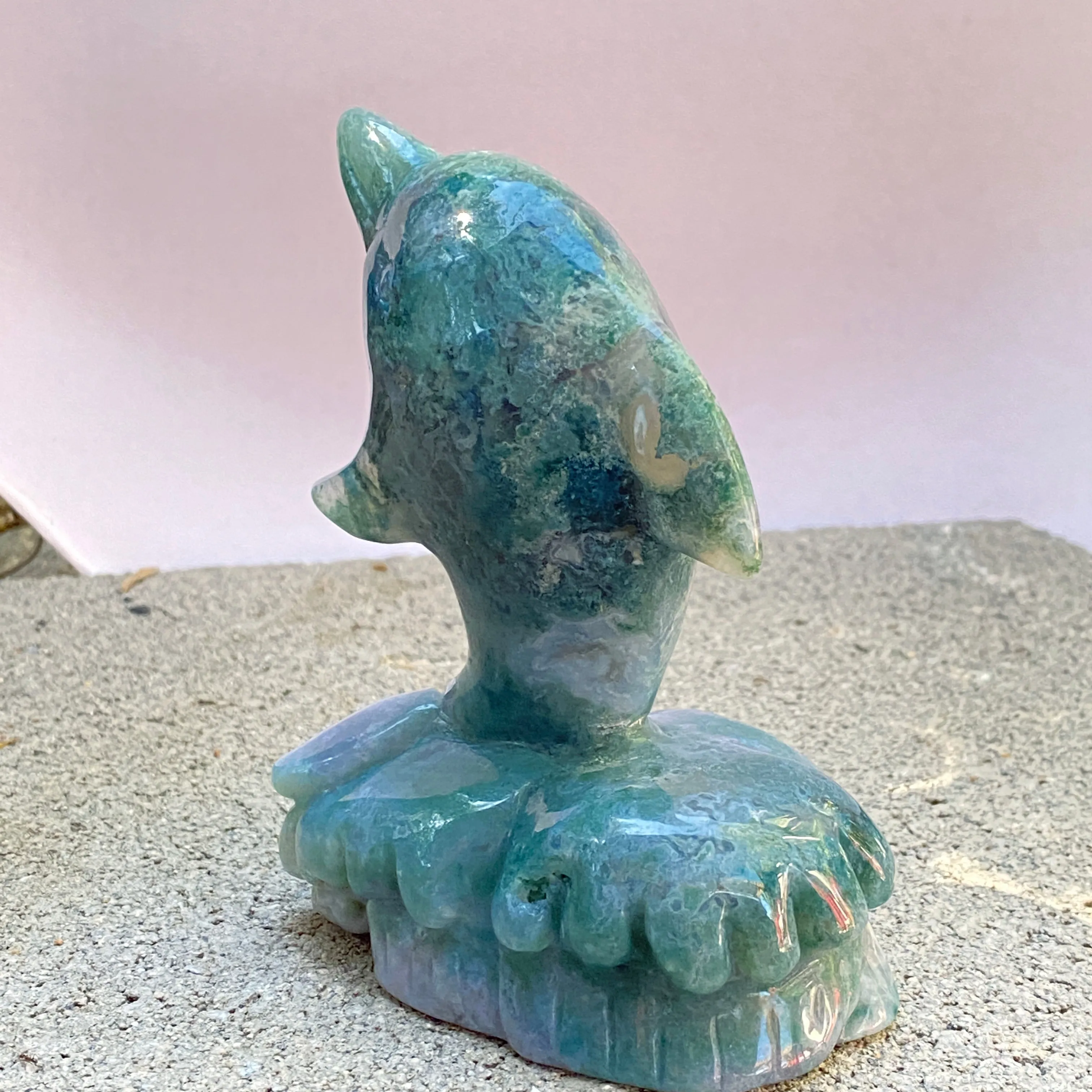 Green Moss Agate Dolphin