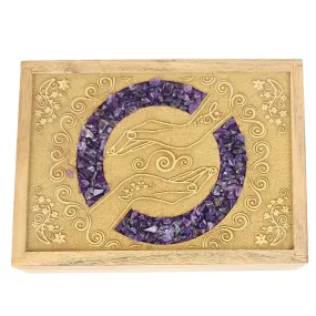 Healing Hands With Amethyst Carved Box