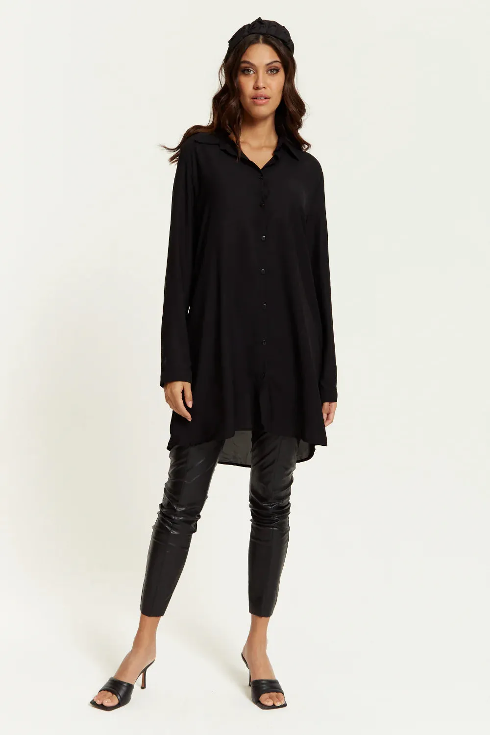 Hoxton Gal Oversized Shirt Tunic With Long Sleeves