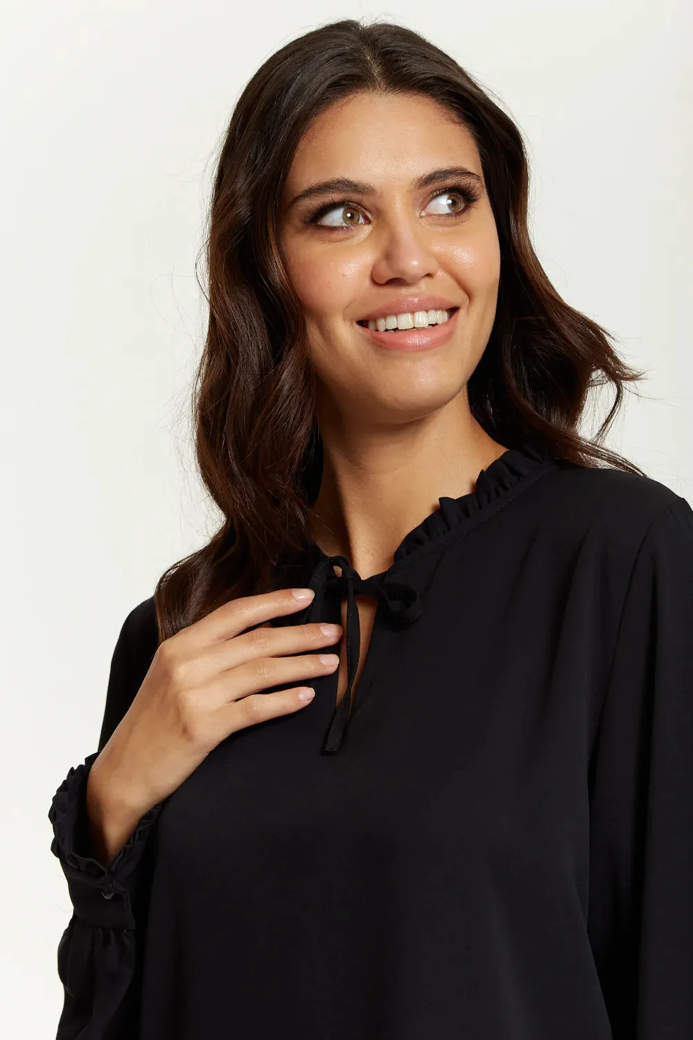 Hoxton Gal Oversized Tunic With Ruffle Neck Detail