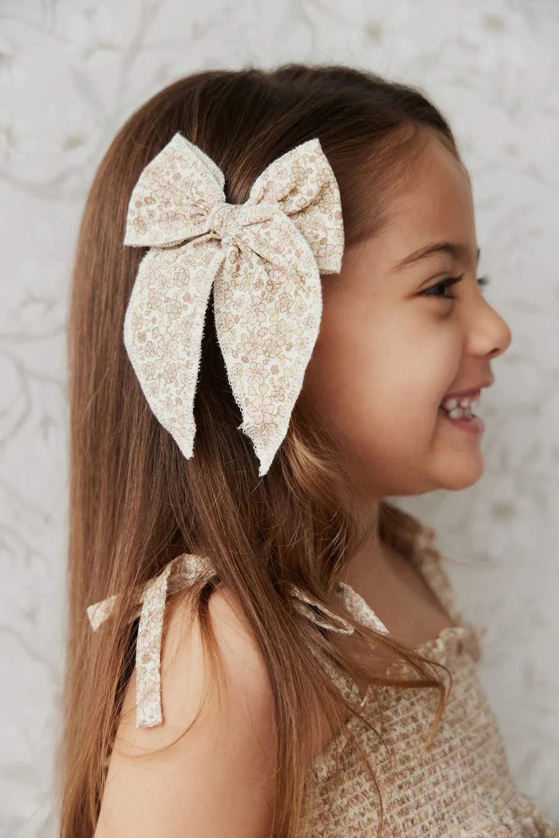 JAMIE KAY Organic Cotton Muslin Bow - Chloe Floral Egret