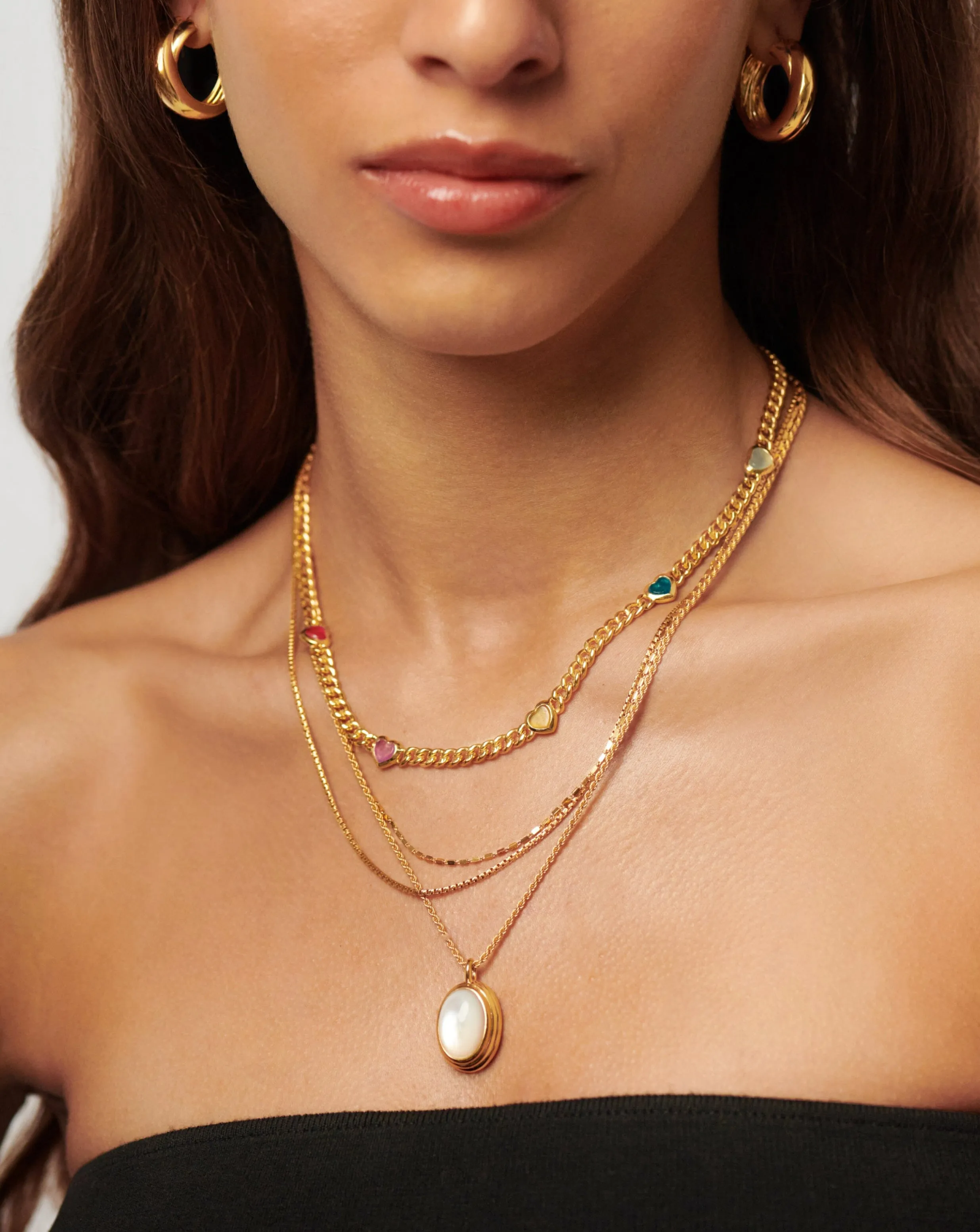 Jelly Heart Gemstone Charm Necklace | 18ct Gold Plated/Multi Quartz