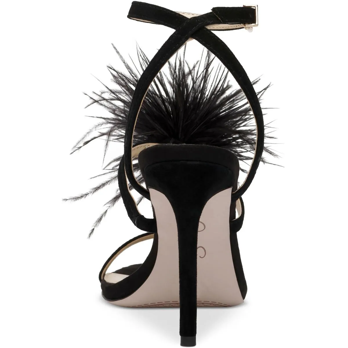 Jessica Simpson Womens Jenevya Suede Feathers Ankle Strap