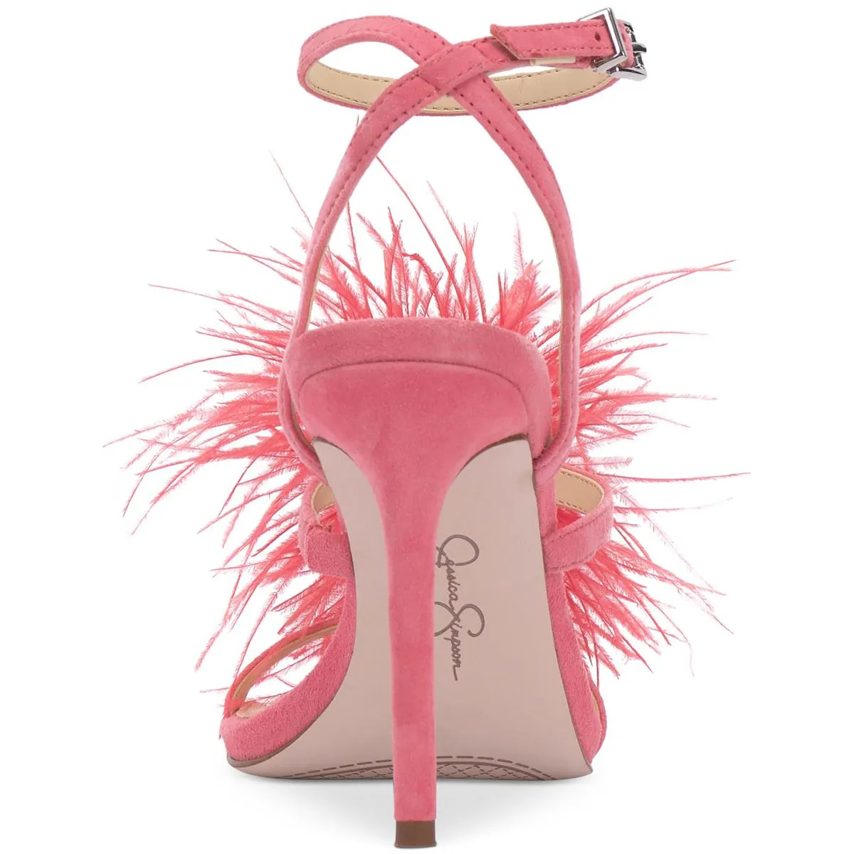 Jessica Simpson Womens Jenevya Suede Feathers Ankle Strap