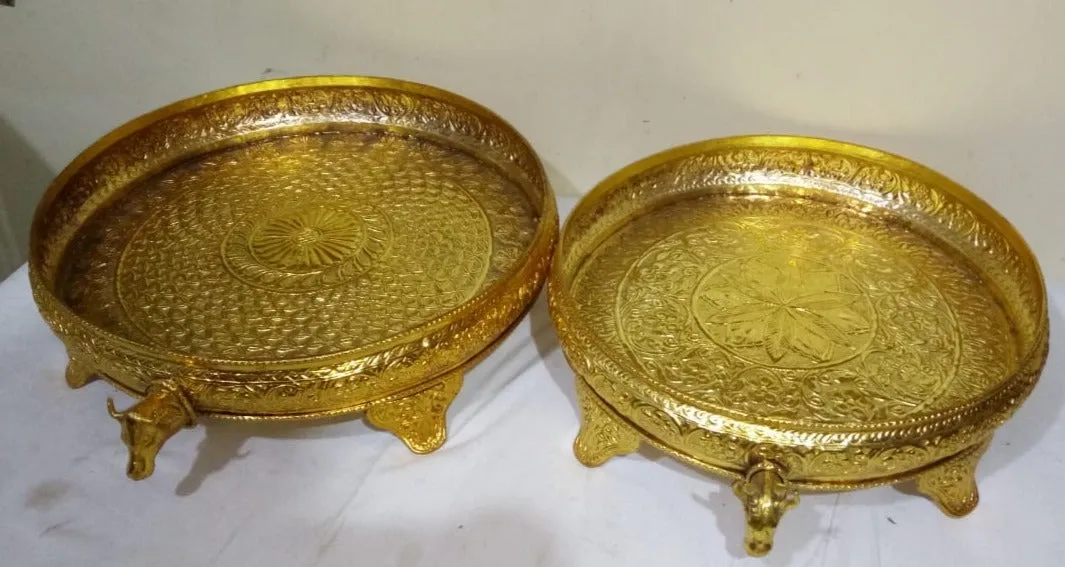 Jumbo Size Gold plated Snan Patra with Gomukh Outlet for Abishekam of idols  ( 19 inches )-POSH001SPJ