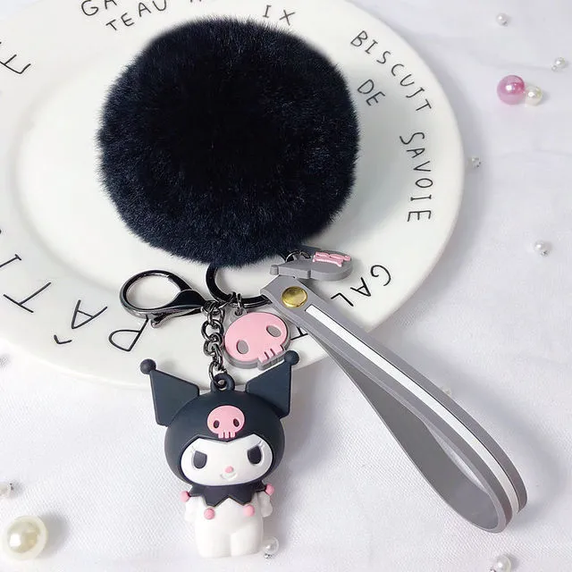 Keychain - Kuromi with Black Pom Pom