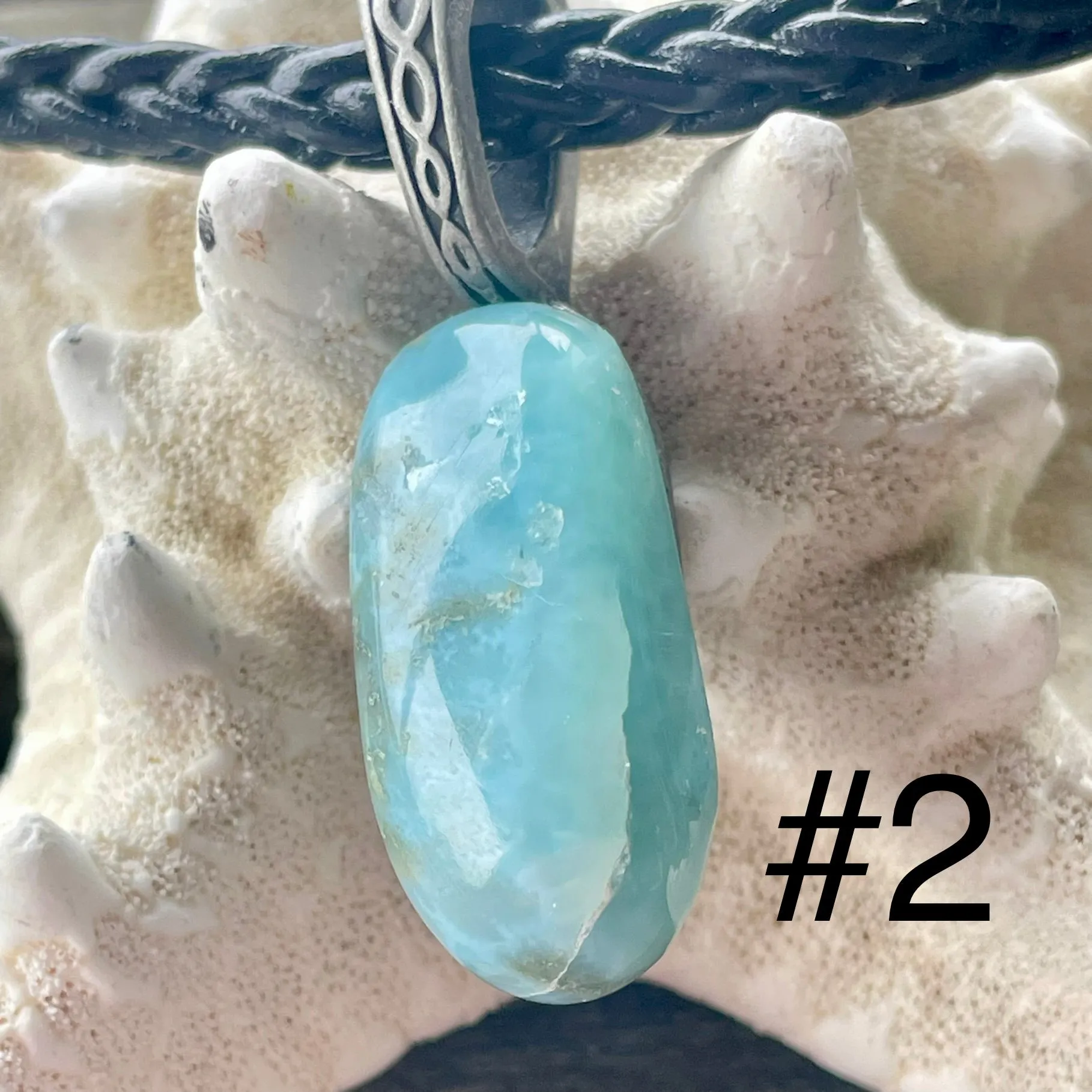 Larimar Leather and Sterling Necklace