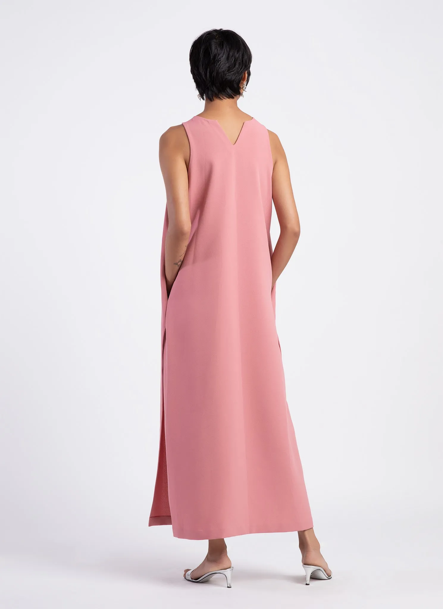 Mango Pine Overlap Side Slit Maxi Dress - Sunset Pink